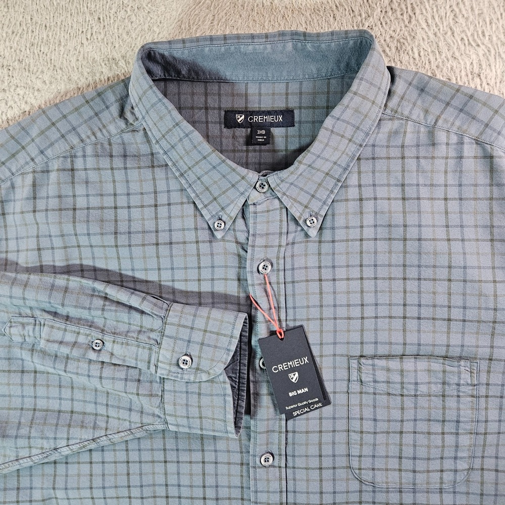 NEW Cremieux‎ Shirt Men 3XB Button Up Long Sleeve Blue Plaid